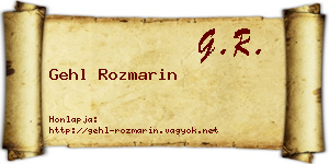 Gehl Rozmarin névjegykártya